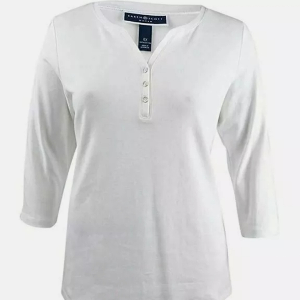 Karen Scott White Henley top